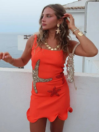 2025年女性用ノースリーブミニドレス（ヒトデのパートナー付き）