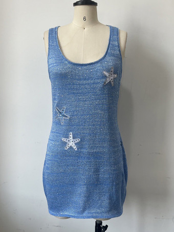 星柄スパンコールニットミニドレス（レディース）2025