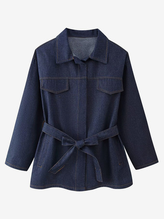 デニムツーピースコーデセット 春コーデ ベルト付きトップスとワイドレッグパンツ レディース 2025