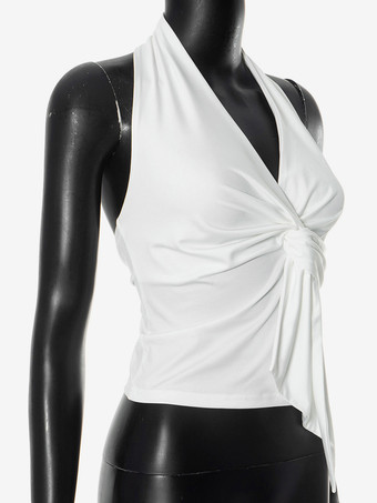 ホルターネック クロスオーバー クロップトップ レディース 2025