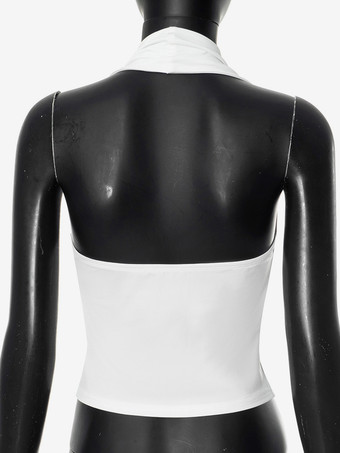 ホルターネック クロスオーバー クロップトップ レディース 2025