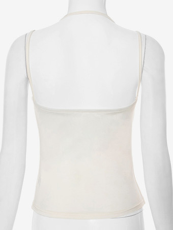 2025年レディース向け細ストラップベーシッククロップトップ