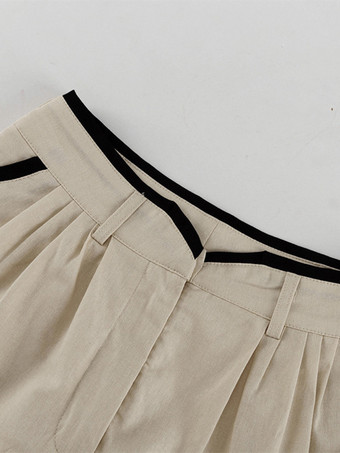 カーキのツーピースコーデセット Vネックベストとワイドレッグパンツ レディース 2025