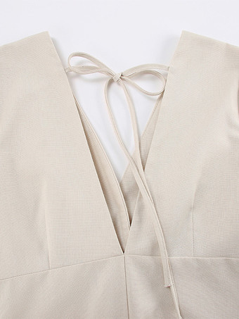 2025年レディース向け半袖Vネックロングドレス