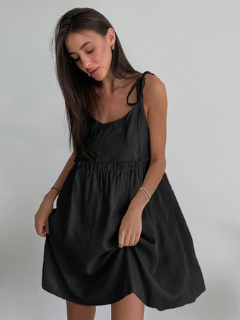 ブラック 2025年夏向けレディースショートシフトドレス