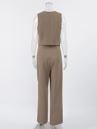 夏のツーピースコーデセット（アシンメトリートップスとストレートパンツ）レディース 2025