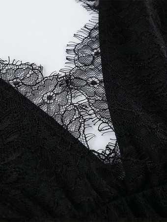 深めのVネックレースドレス ノースリーブ サマーロングドレス レディース 2025