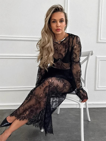 レースのツーピースコーデセット（シースルークロップトップとロングスカート）レディース 2025