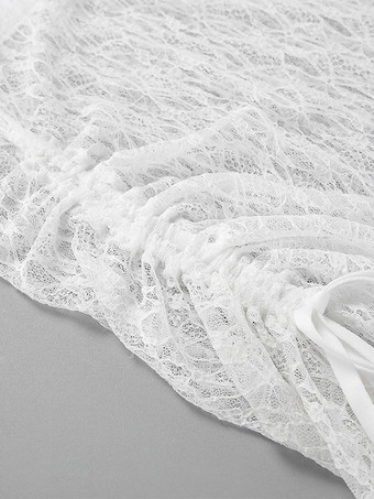 透け感のあるレースのツーピースコーデセット（長袖クロップトップとアシンメトリースカート）レディース 2025