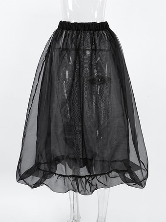 2025年レディース向けシアーチュールAラインロングスカート