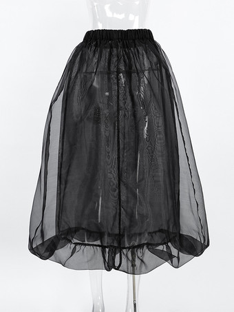 2025年レディース向けシアーチュールAラインロングスカート