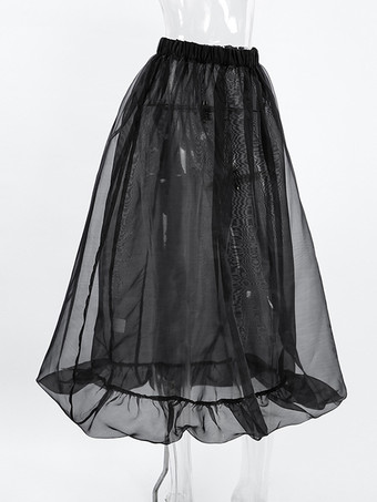 2025年レディース向けシアーチュールAラインロングスカート