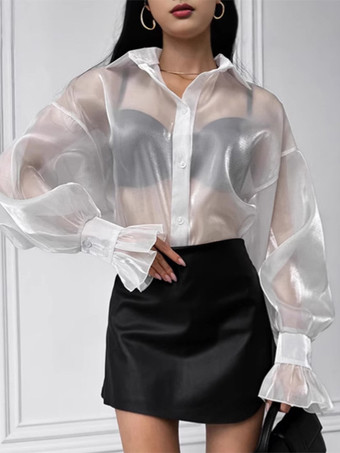 シースルー長袖シャツ 日焼け防止トップス レディース 2025