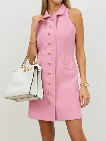 2025年レディース向け襟付きミニタンクトップドレス