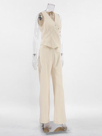 2025年夏レディース向けアシンメトリートップス＆ストレートパンツのツーピースコーデ