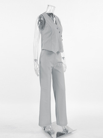 2025年夏レディース向けアシンメトリートップス＆ストレートパンツのツーピースコーデ