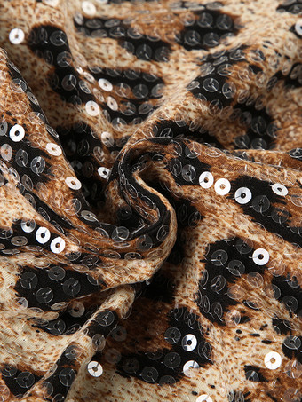 ワイルドなヒョウ柄スパンコールロンパース（レディース）2025