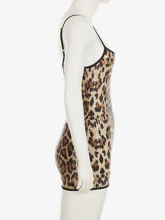 ワイルドなヒョウ柄スパンコールロンパース（レディース）2025