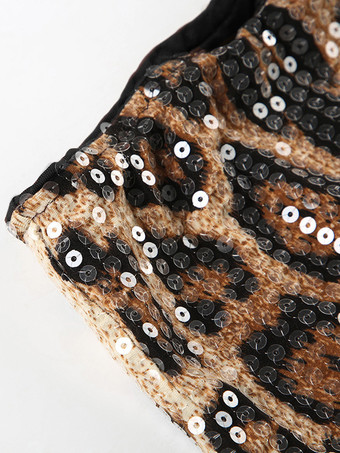 ワイルドなヒョウ柄スパンコールロンパース（レディース）2025