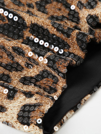 ワイルドなヒョウ柄スパンコールロンパース（レディース）2025