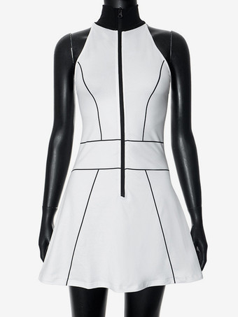 ノースリーブ ジップアップ ミニドレス ハイネック レディース 2025