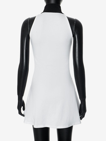 ノースリーブ ジップアップ ミニドレス ハイネック レディース 2025