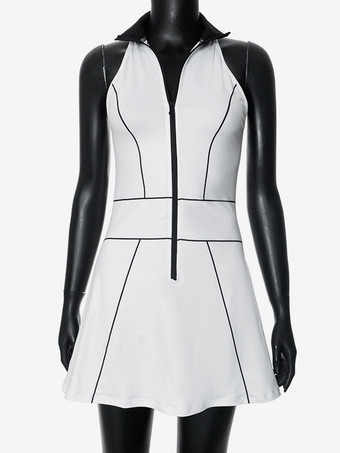 ノースリーブ ジップアップ ミニドレス ハイネック レディース 2025