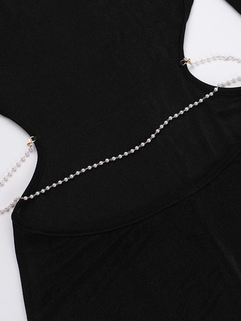 オープンバックマキシパーティードレス 長袖 クルーネック ロングドレス レディース 2025