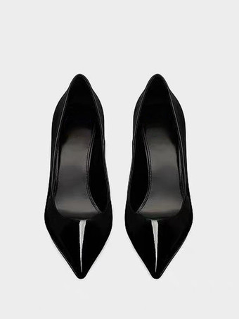 バーガンディハイヒールポインテッドトゥスリッポンドレスシューズ