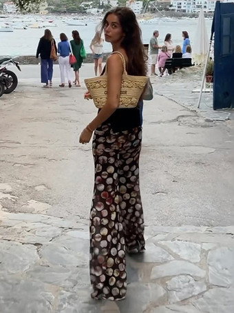 レディース向けプリントシアーフレアパンツ 2025