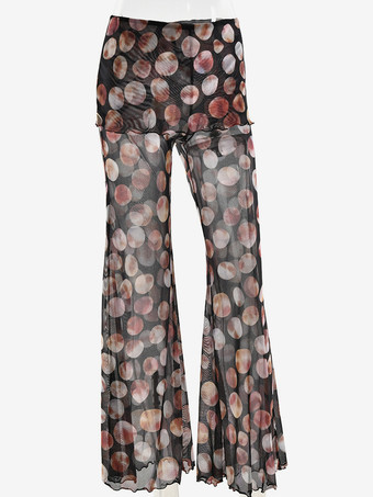 レディース向けプリントシアーフレアパンツ 2025