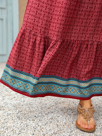 ボヘミアンプリントのゆったりとしたハイウエストのロングスカート（レディース2025年版）