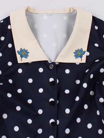 ドット柄ミディ丈ヴィンテージドレス（ベルト付き）ヘップバーンスタイル サマーコーデセット（レディース 2025年）