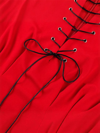 レースアップフロントのヴィンテージドレス、ヘップバーンスタイルのAラインミディドレス（レディース）2026