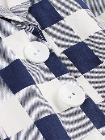 ギンガムチェックのヴィンテージドレス 半袖 ヘップバーンスタイル Aライン ミディドレス レディース 2025