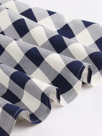 ギンガムチェックのヴィンテージドレス 半袖 ヘップバーンスタイル Aライン ミディドレス レディース 2025