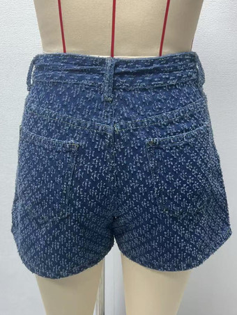 ベルト付きプリントデニムショートパンツ（レディース）2025