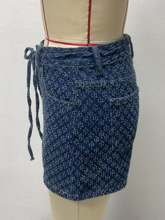 ベルト付きプリントデニムショートパンツ（レディース）2025