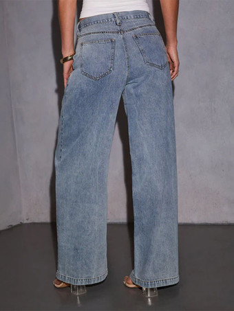 ハイウエストワイドレッグストレートジーンズ（レディース）2025
