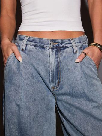 ハイウエストワイドレッグストレートジーンズ（レディース）2025