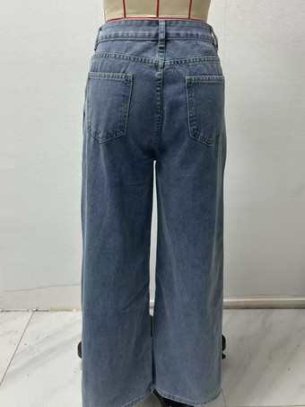 ハイウエストワイドレッグストレートジーンズ（レディース）2025