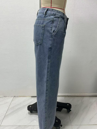 ハイウエストワイドレッグストレートジーンズ（レディース）2025