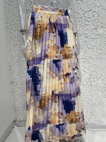 アーティスティックプリントのプリーツマキシスカート（レディース）2025