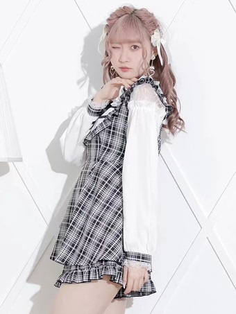 ロリータ ツーピーススーツ レースアップ 長袖ドレス フリル ショートパンツ