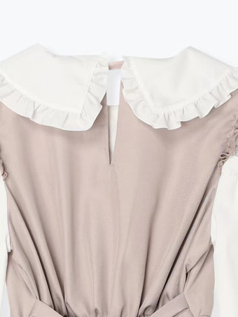 ロリータ ツーピーススーツ レースアップ 長袖ドレス フリル ショートパンツ