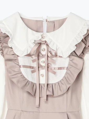 ロリータ ツーピーススーツ レースアップ 長袖ドレス フリル ショートパンツ