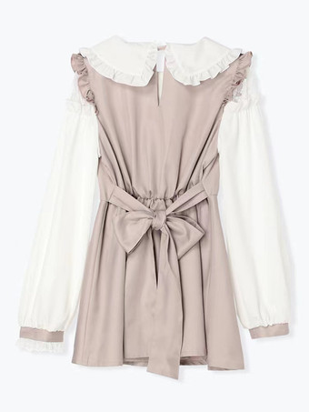 ロリータ ツーピーススーツ レースアップ 長袖ドレス フリル ショートパンツ