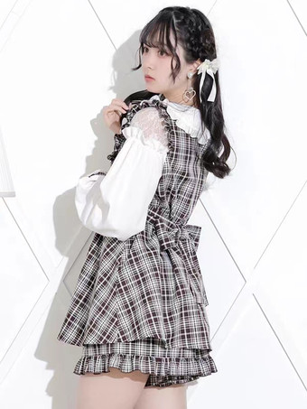 ロリータ ツーピーススーツ レースアップ 長袖ドレス フリル ショートパンツ