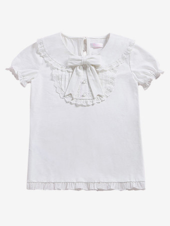 ロリータツーピーススーツ レースリボン 半袖ブラウスとプリーツジャンパースカート