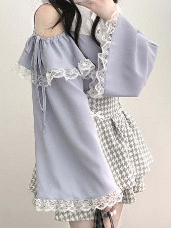 ロリータスカート ハイウエスト 千鳥格子 リボン レイヤード ミニスカート